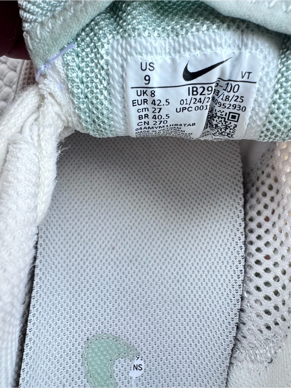Nike Air Pegasus Wave Sneakers White Mint Coral Gum Sole Size 9 New